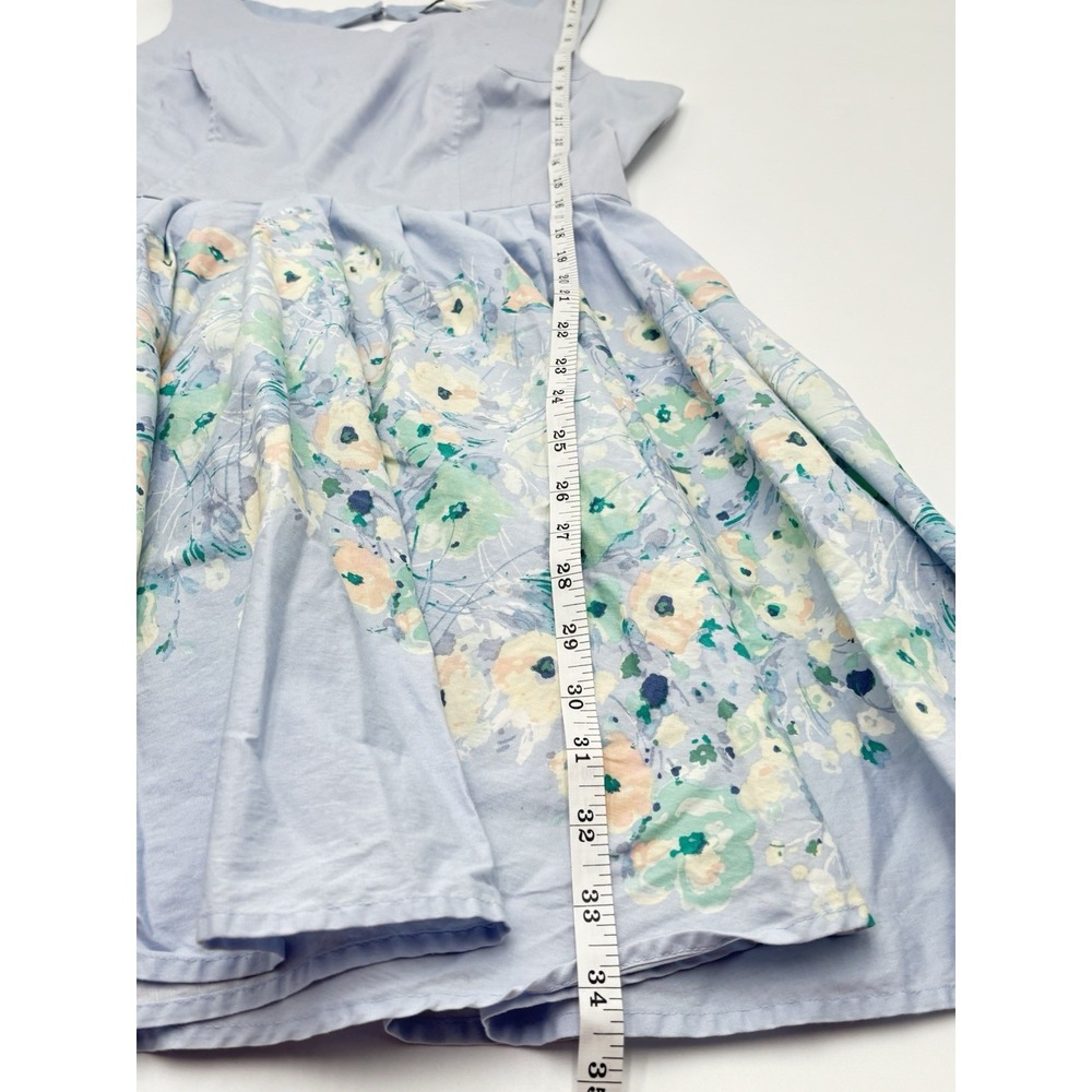 LC Lauren Conrad Blue Floral Fit Flare Dress Cottagecore Fairy Sz 14 - Picture 9 of 10